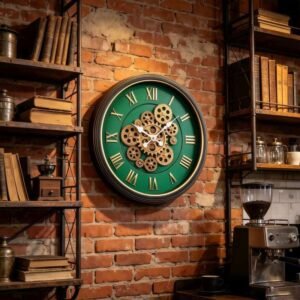 24" Vastu Clocks Moving Gears Wall Clock Vintage Industrial Skeleton Luxury Home Decor GC001