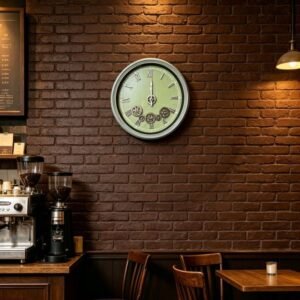 Moving Gear Wall Clock, Pastel Sage Green & Silver Vastu Clocks GC053 37cm x 37cm